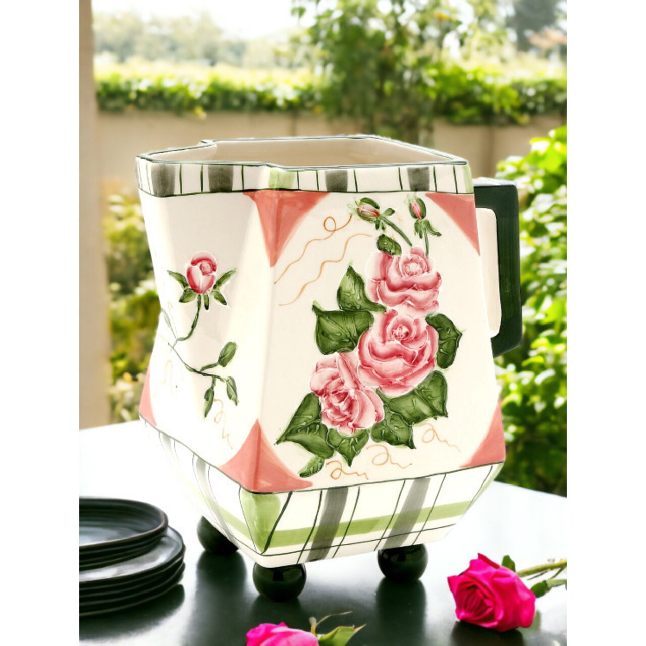 Hand Painted Ceramic Romantic Rose Pitcher High Quality Ceramic Decor Gift Idea